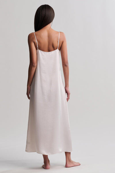 Liquid Satin Lace Slip Dress: Sand Dune