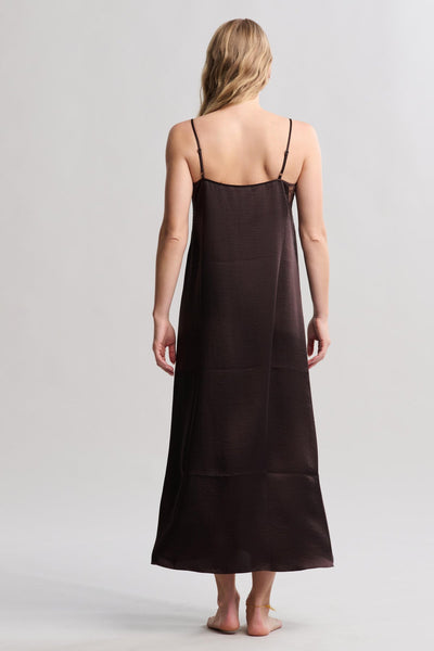 Liquid Satin Lace Slip Dress: Umber