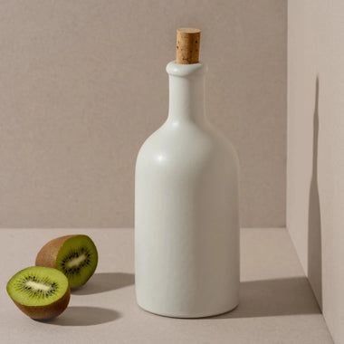 Jazz Stoneware Olive Oil Bottle: Matte White