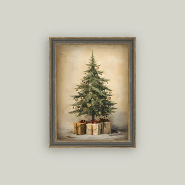 Christmas Tree with Presents Framed Art
