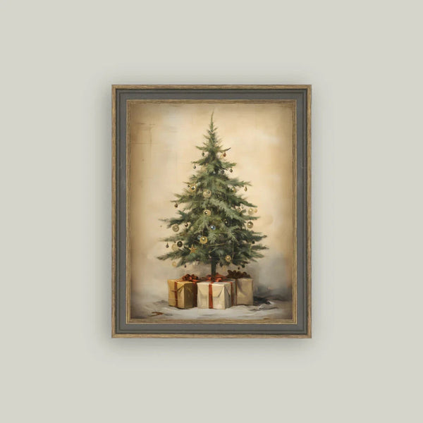 Christmas Tree with Presents Framed Art