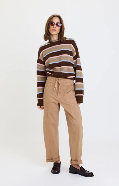 Villa Drawstring Barrel Pant: Latte