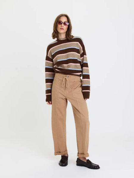 Villa Drawstring Barrel Pant: Latte