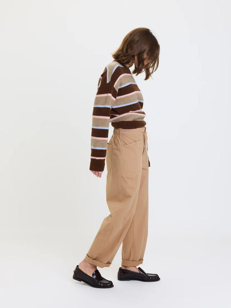 Villa Drawstring Barrel Pant: Latte