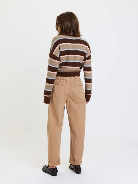 Villa Drawstring Barrel Pant: Latte
