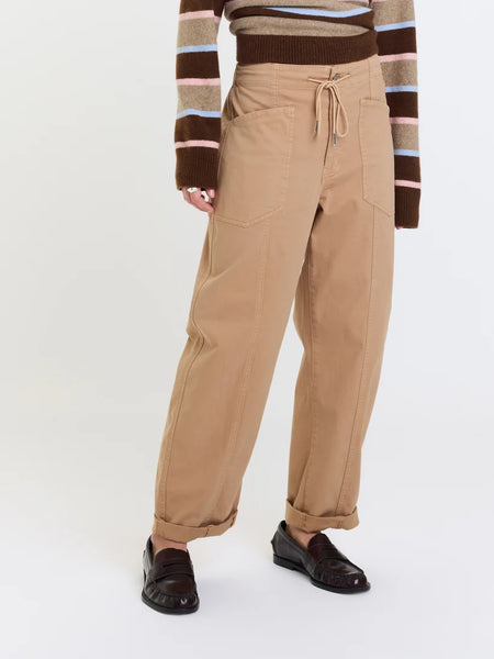 Villa Drawstring Barrel Pant: Latte