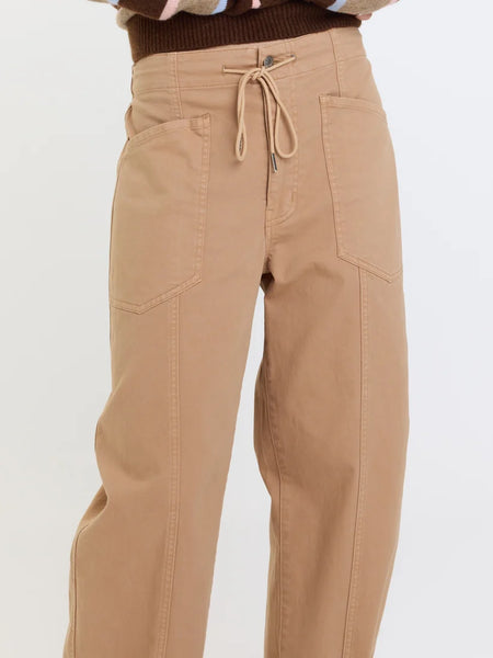 Villa Drawstring Barrel Pant: Latte