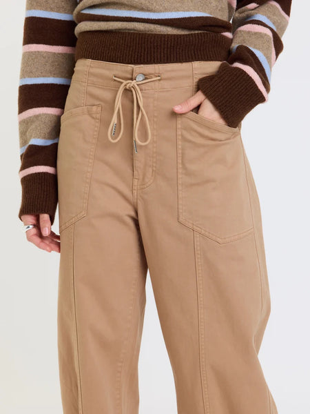 Villa Drawstring Barrel Pant: Latte