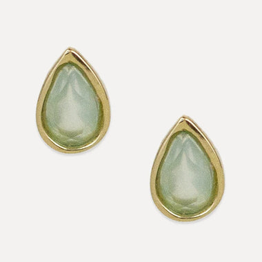 Pear Studs: Aqua Chalcedony