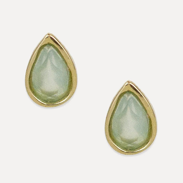 Pear Studs: Aqua Chalcedony