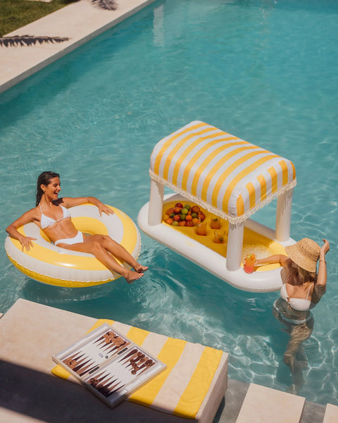 Yellow Stripe Floating Cabana Bar