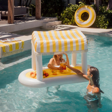 Yellow Stripe Floating Cabana Bar