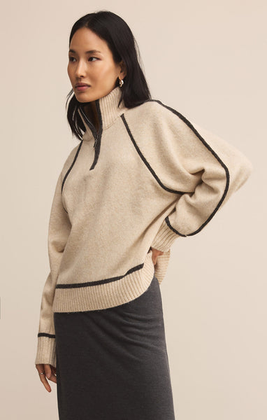 Alps Half Zip Sweater: Light Oatmeal