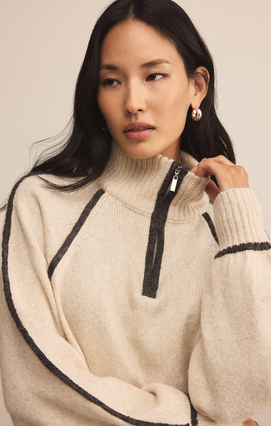 Alps Half Zip Sweater: Light Oatmeal