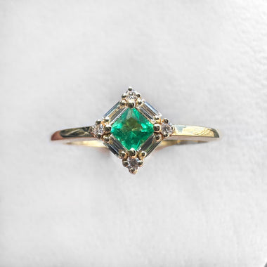 Princess Cut Emerald Ring