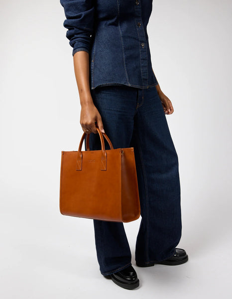 Jackie Leather Tote: Cognac