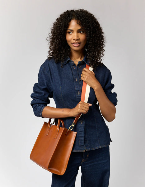 Jackie Leather Tote: Cognac