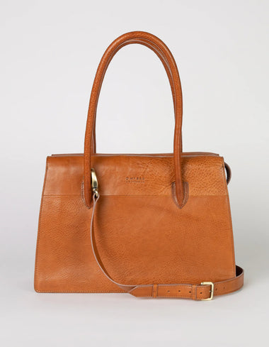 Kate Leather Work Tote: Cognac