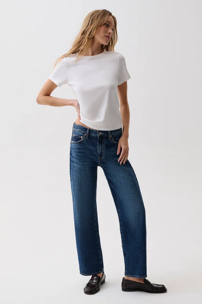 Lexi Mid Rise Bowed Straight: Moonwave