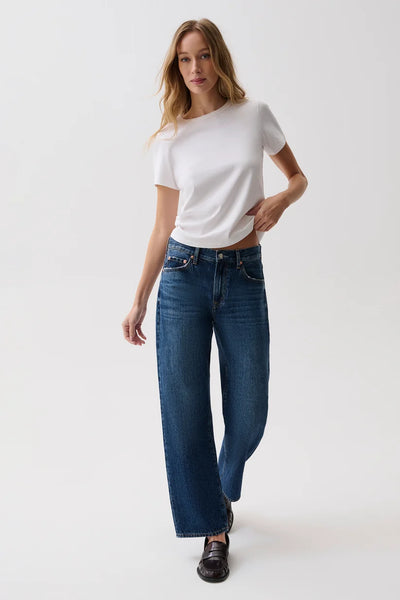 Lexi Mid Rise Bowed Straight: Moonwave