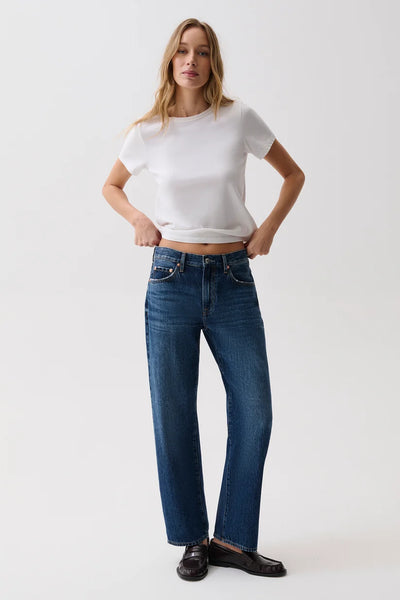 Lexi Mid Rise Bowed Straight: Moonwave