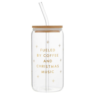 Fueled By Coffee and Christmas Music Glass