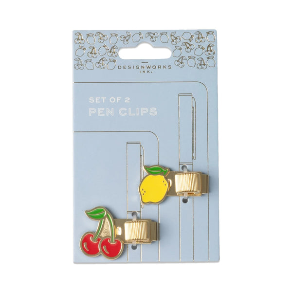 Lemon + Cherry Pen Clip Set
