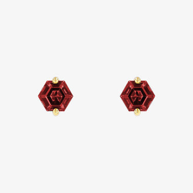 Garnet Hexagon Studs