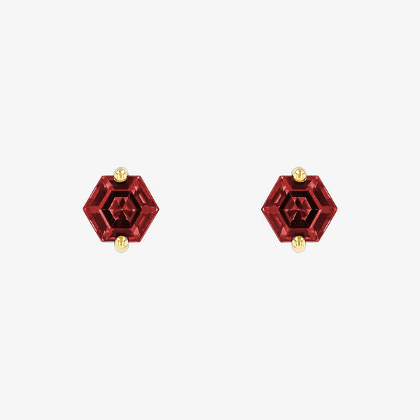 Garnet Hexagon Studs