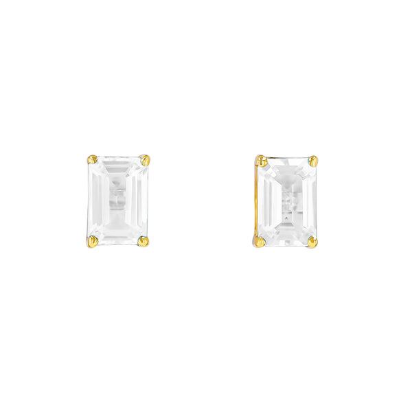 White Topaz Baguette Studs