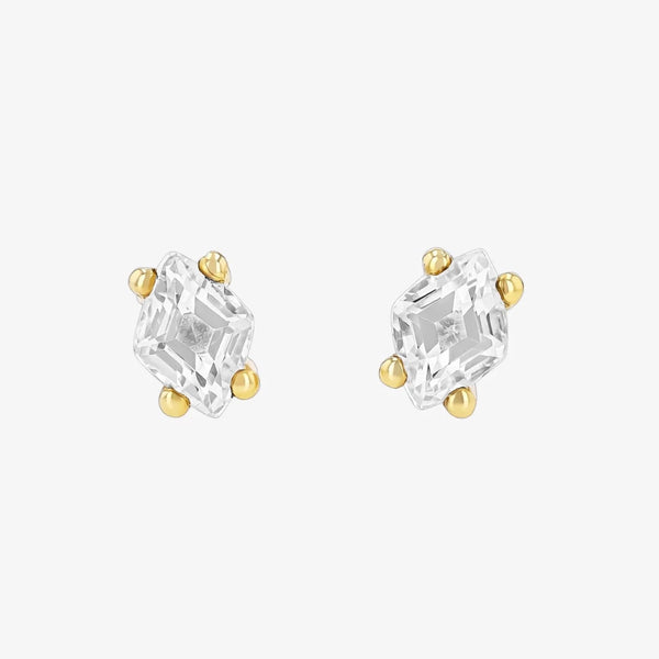 White Topaz Diamond-Cut Studs