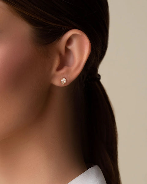 White Topaz Diamond-Cut Studs