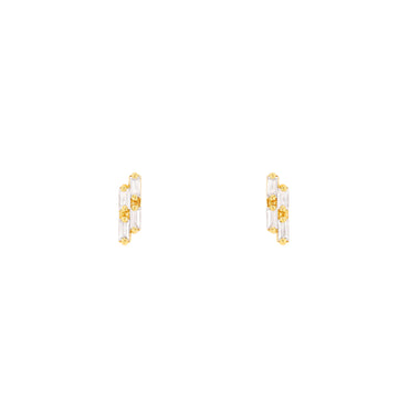 Double Diamond Baguette Studs