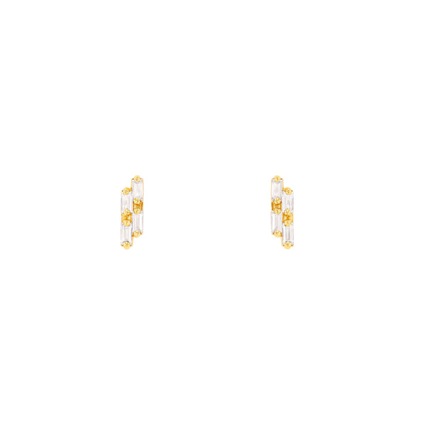 Double Diamond Baguette Studs