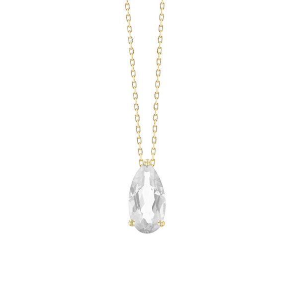 White Topaz Pear Drop Necklace