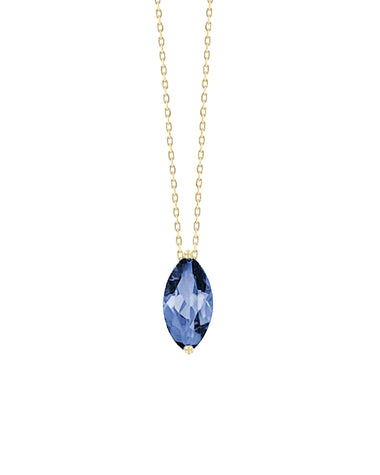 English Blue Topaz Marquis Necklace