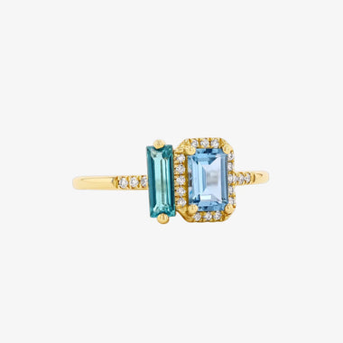 Anchal Swiss Blue Topaz, Paraiba and Diamond Ring