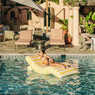 Yellow Stripe Chaise Lounger Float