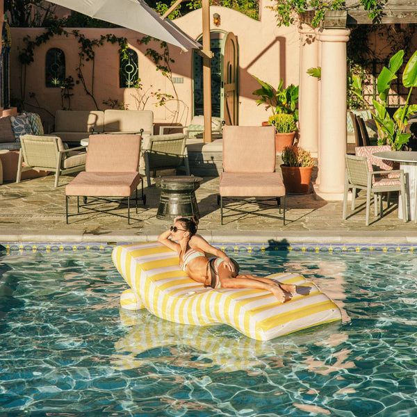 Yellow Stripe Chaise Lounger Float