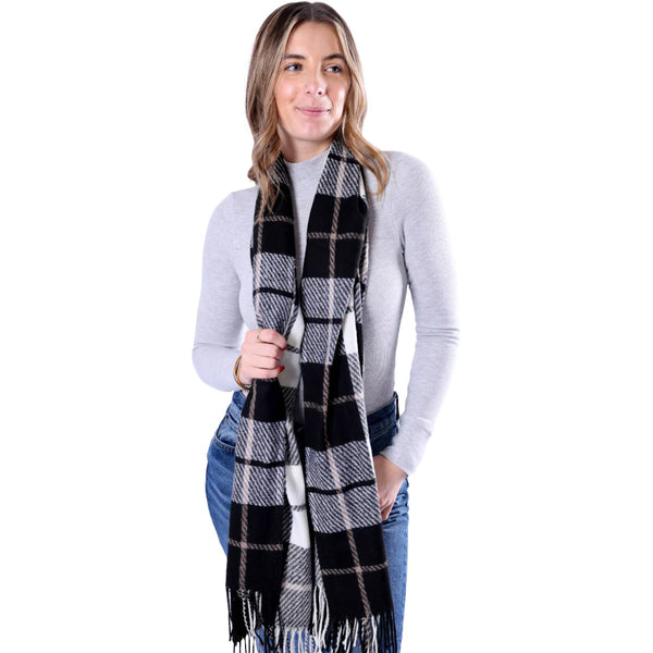 Sloane Plaid Scarf: Black