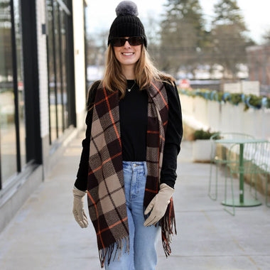 Sloane Plaid Scarf: Brown