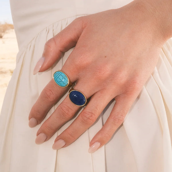 Lapis Scarab Ring