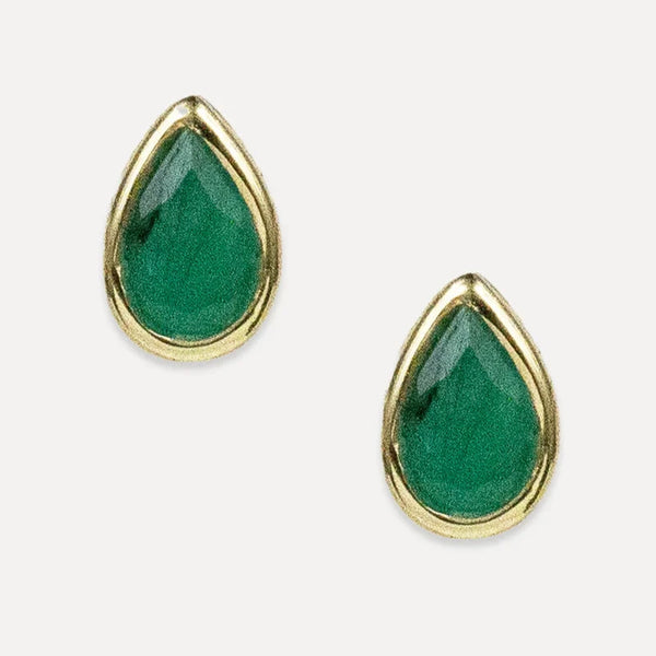Pear Studs: Emerald