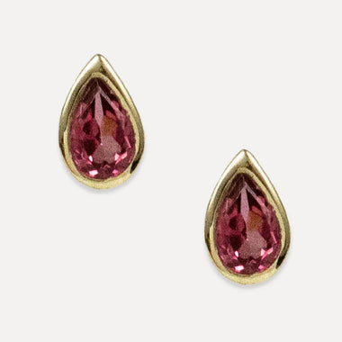 Pear Studs: Garnet