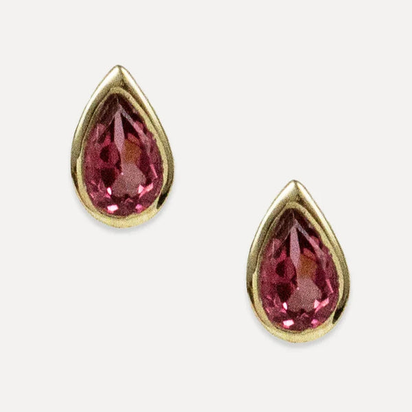Pear Studs: Garnet
