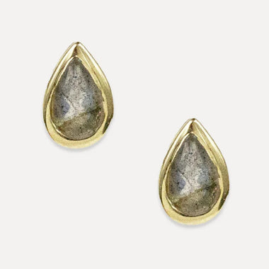 Pear Studs: Labradorite