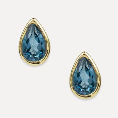 Pear Studs: London Blue Topaz