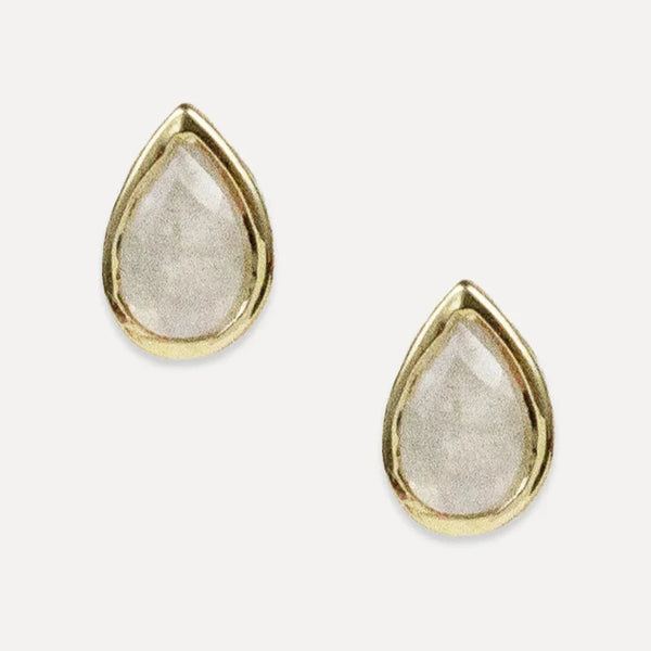 Pear Studs: Moonstone