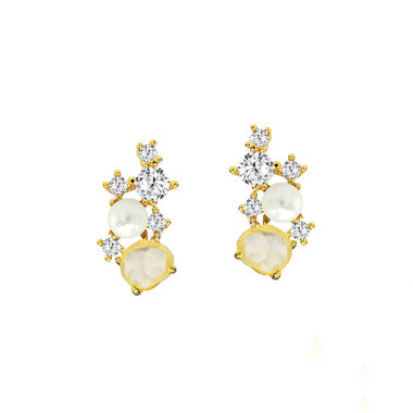 Pearl and Crystal Cluster Studs