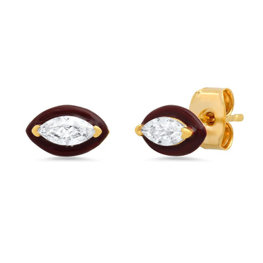 Marquis Stud with Enamel Bezel: Wine